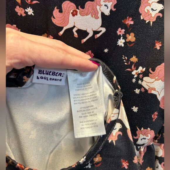 Blueberi Boulevard Unicorn Print Dress - Black and Pink - Picture 5 of 5
